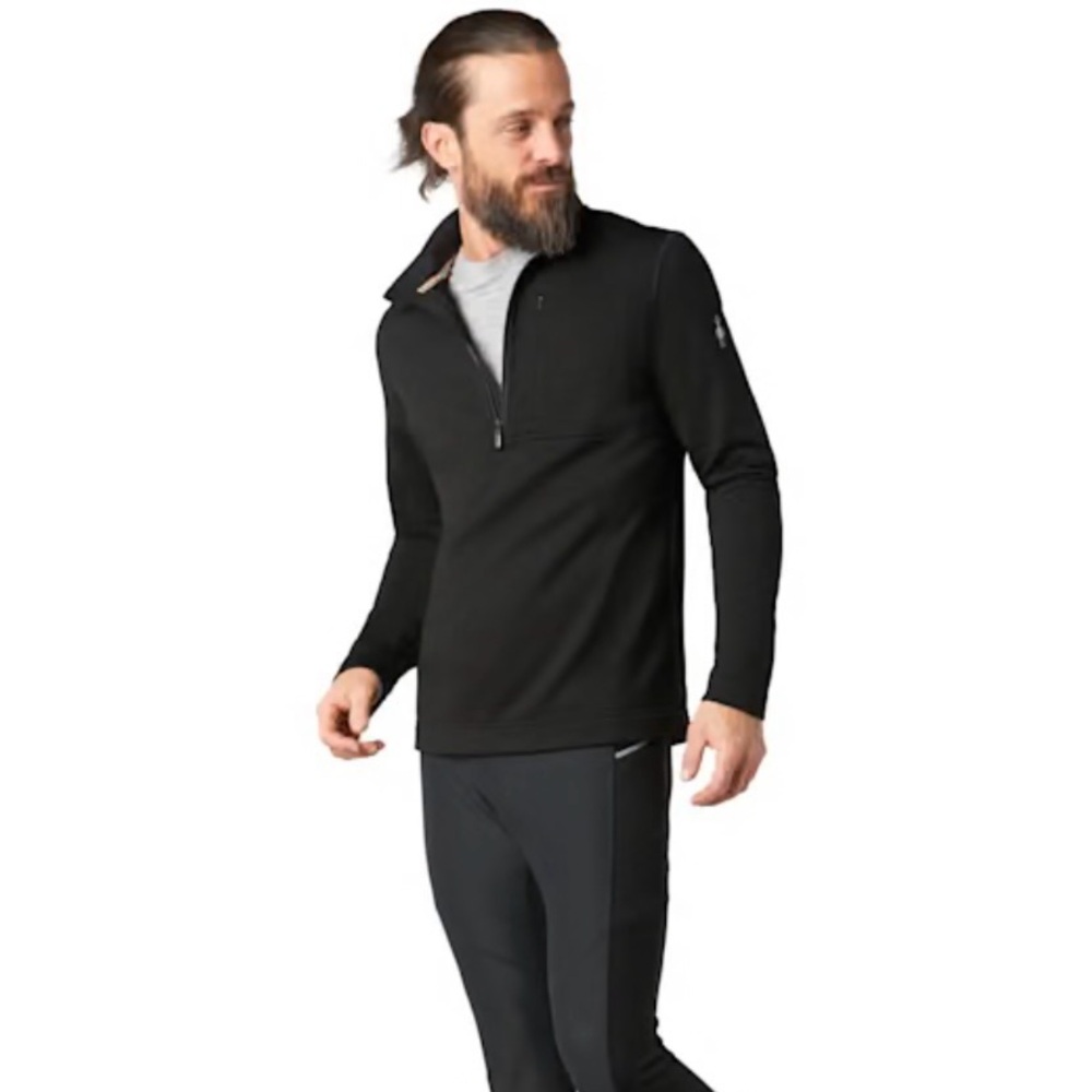 SMARTWOOL Men’s Merino Sport Fleece 1/2 Zip Pullover, Black, Medium